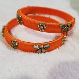 New Orange Silk thread earrings Indian party wear